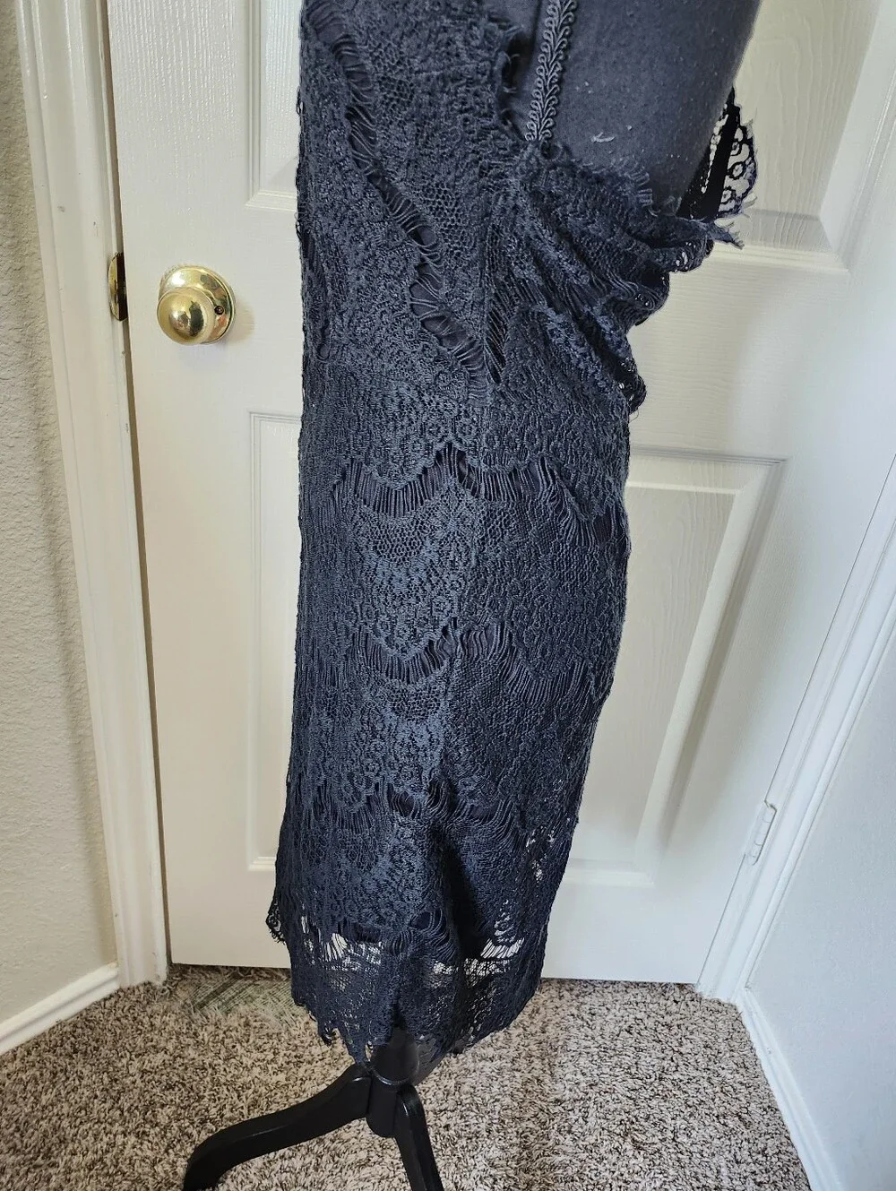Free People Black Lace Midi Dress M